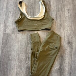 Set Active Set Olive Green Sports Bra and Leggings Set